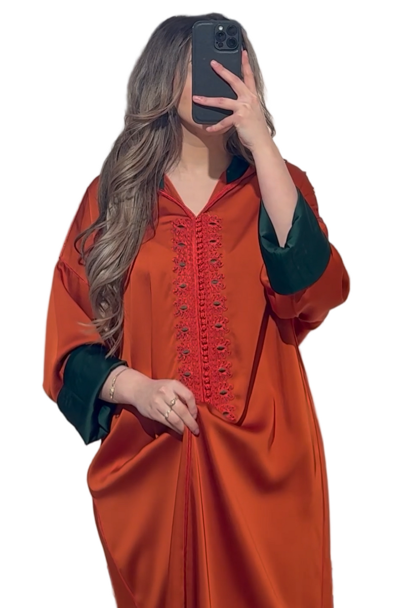 Jelleba satijn Oranje - Groen