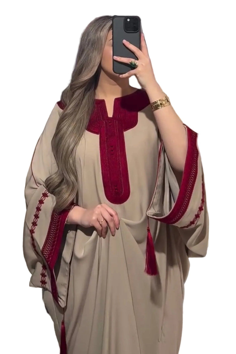 Kandoura Farah  Beige/Rood