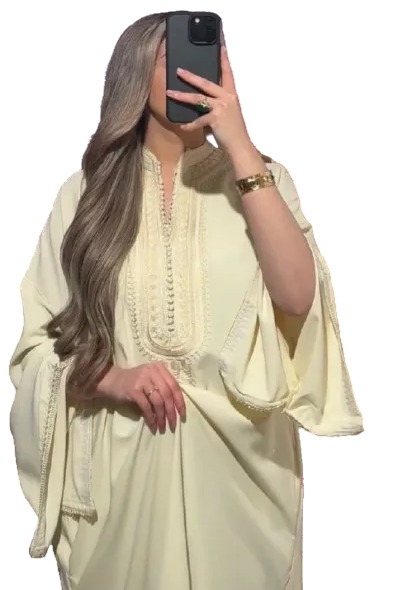 Kandoura tarz met hoge kraag - Butter Yellow