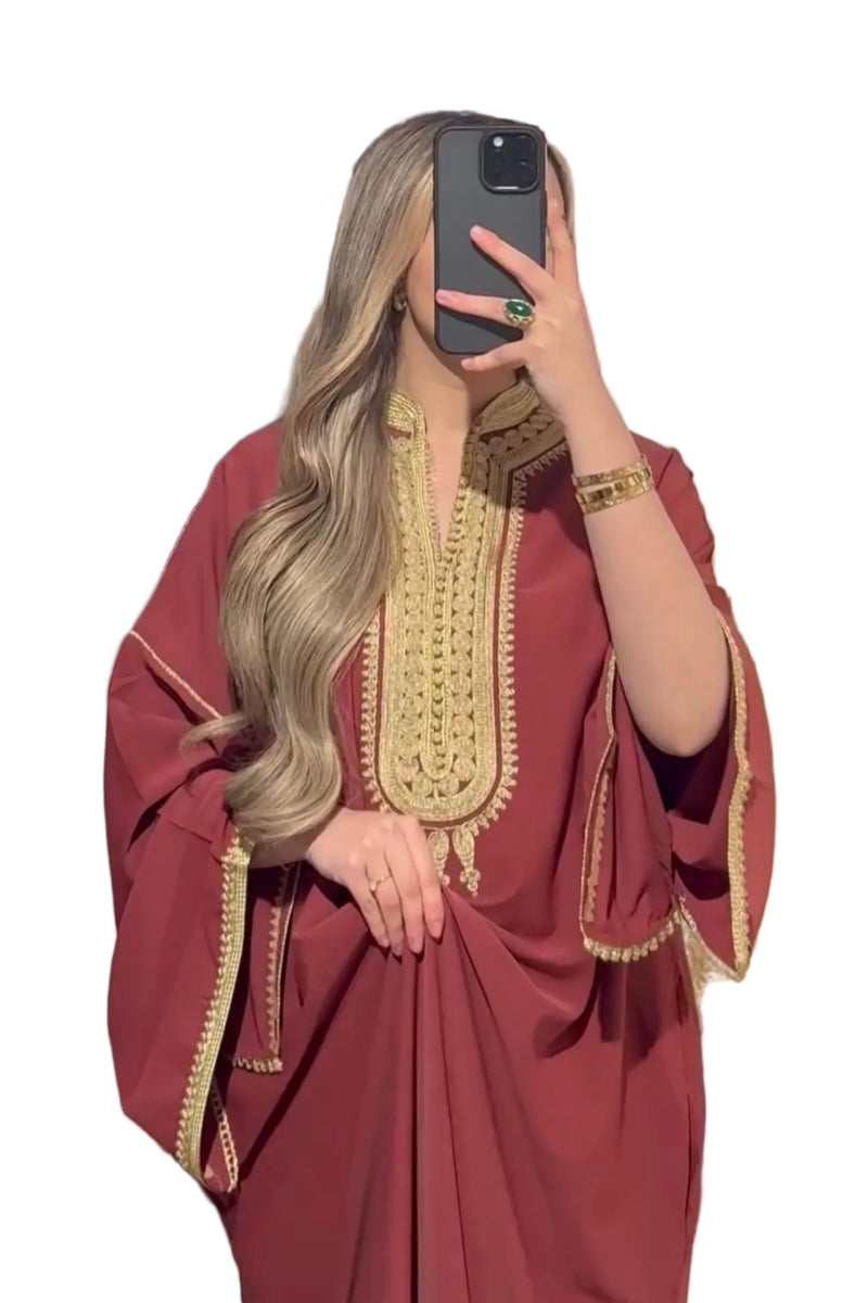 Kandoura tarz met hoge kraag - Coral