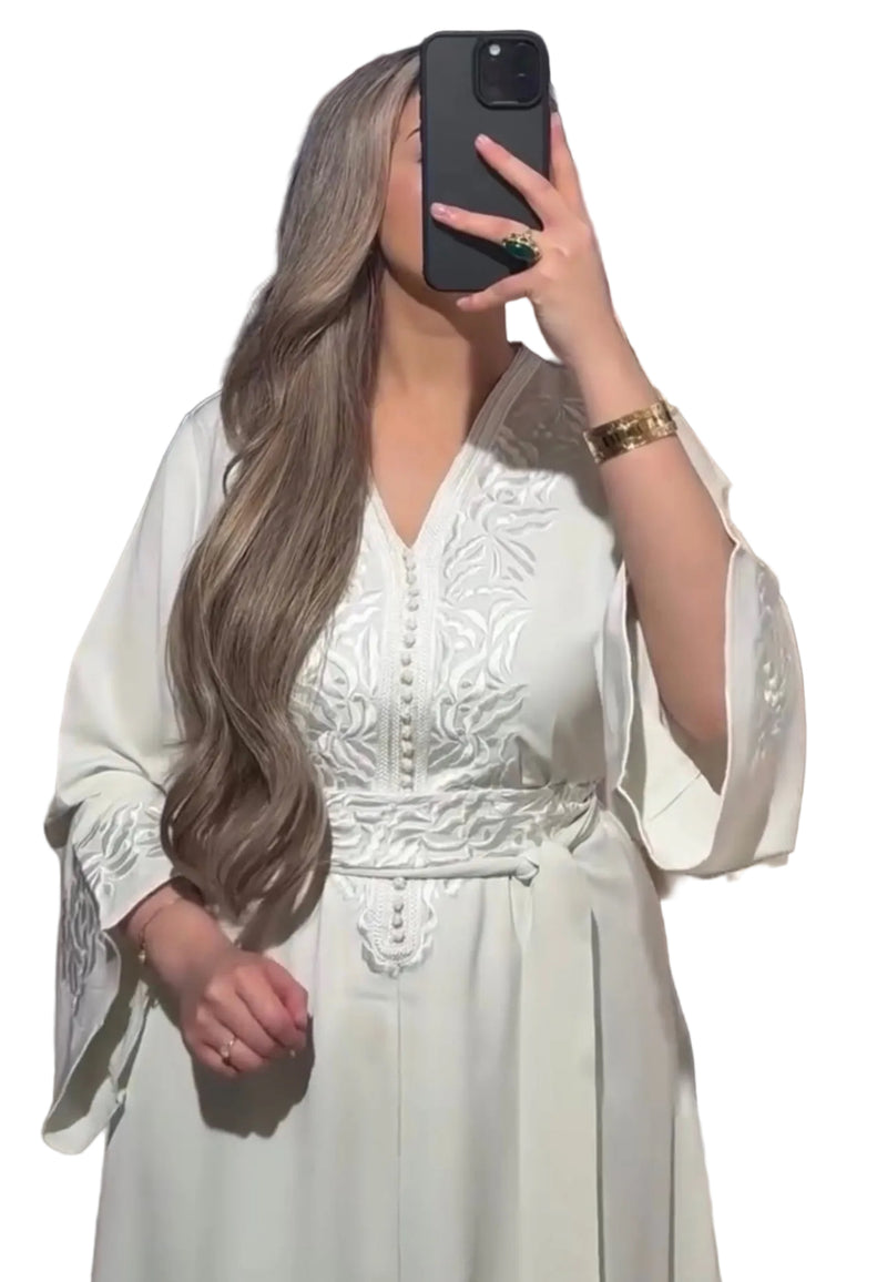 Caftan Selma Wit op wit