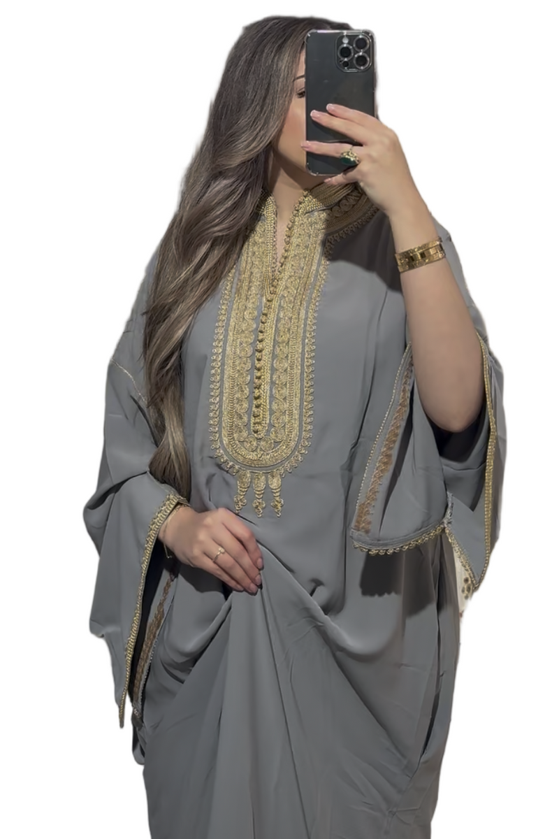 Kandoura Tarz met hoge kraag - grijs
