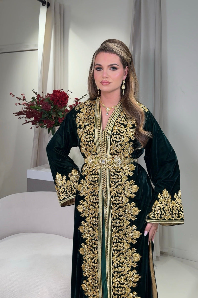 Takshita groen met beige voering