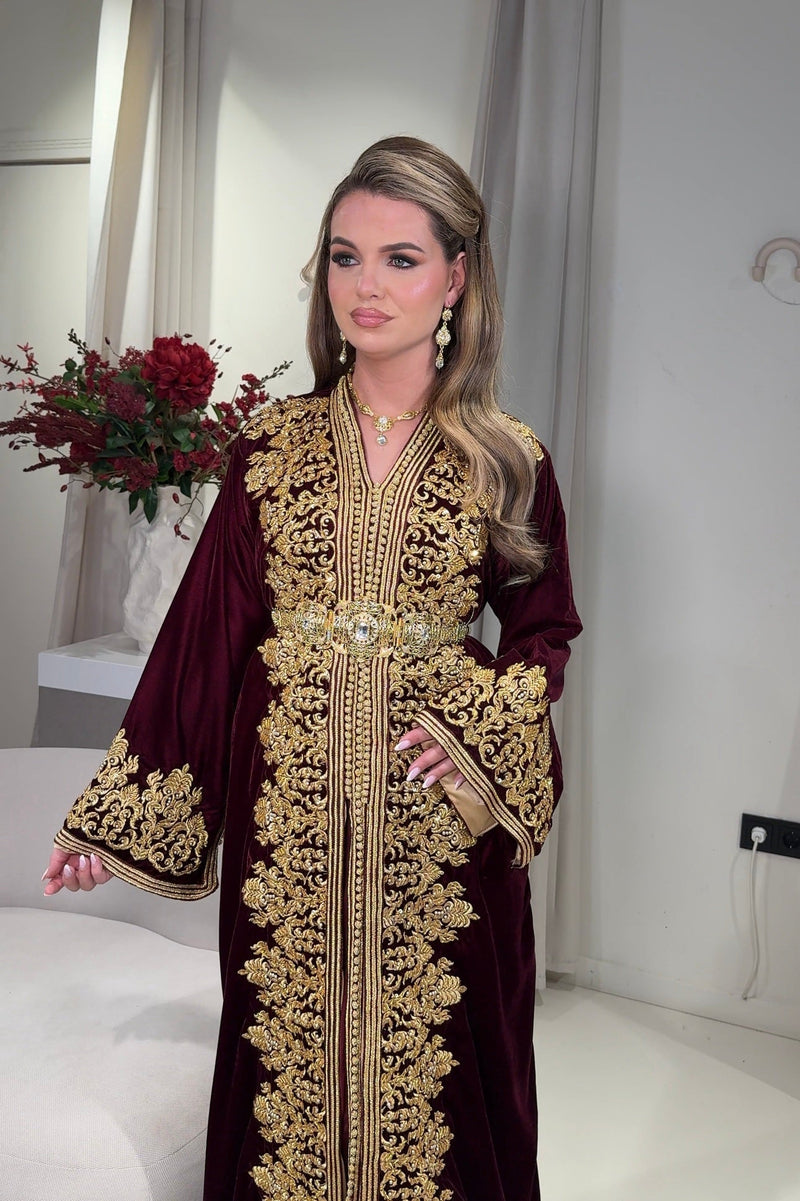 Rode takshita met beige voering